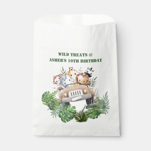 Custom Label Jungle Safari Wild Treats for Kids Geschenktütchen (Vorderseite)