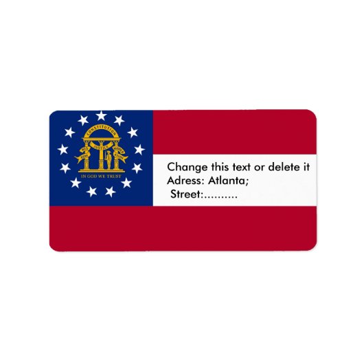 Custom Label mit Flag von Georgia, USA. Adressaufkleber (Vorne)