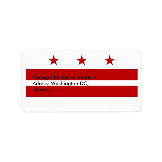 Custom Label mit Flag von Washington DC, USA. Adressaufkleber (Vorne)