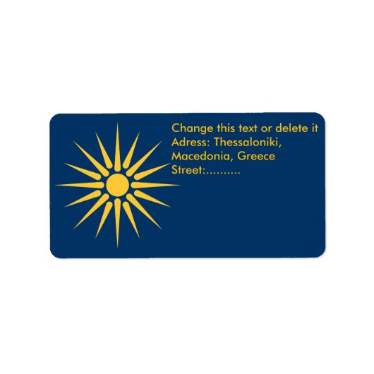 Custom Label with Flag of Macedonia, Greece Adressaufkleber (Vorne)