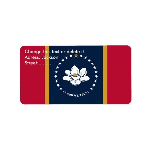 Custom Label with Flag of Mississippi, USA Adressaufkleber (Vorne)