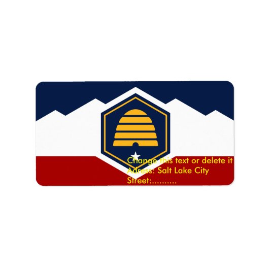Custom Label with Flag of Utah, USA Adressaufkleber (Vorne)