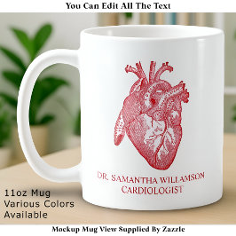 Custom Labelled Vintage Anatomical Heart, Red Kaffeetasse