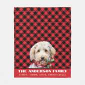 Custom Labradoodle Family Buffalo Kariert Weihnach Fleecedecke (Vorderseite)