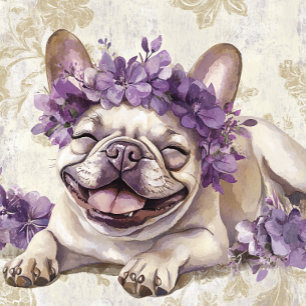 Custom Lächeln Lila französische Bulldog Begrüßung Karte