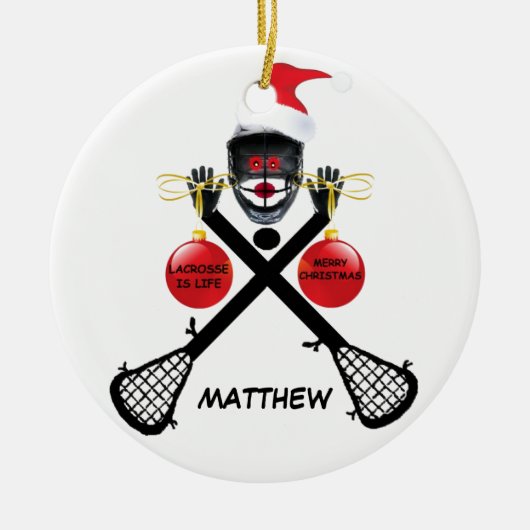 Custom Lacrosse Christmas Keramikornament (Vorne)