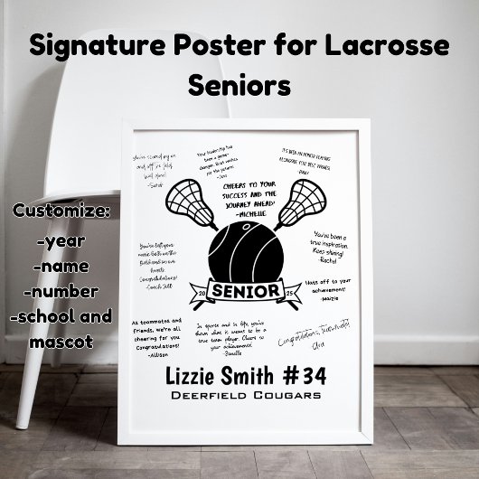 Custom Lacrosse Senior Night Signature Poster