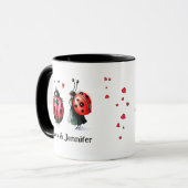 Custom Lady Bug Couple Names Personalisiert Tasse (Vorderseite Links)