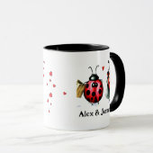 Custom Lady Bug Couple Names Personalisiert Tasse (VorderseiteRechts)