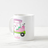 Custom Lady Golf Cart Breast Cancer Monogram Kaffeetasse (Vorderseite Links)