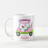 Custom Lady Golf Cart Breast Cancer Monogram Kaffeetasse (Links)