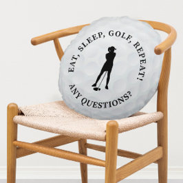 Custom Lady Golfer Silhouette Niedlich Golf Ball B Rundes Kissen