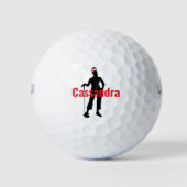 Custom Lady Golfer Weihnachts-Weihnachtsmannmütze Golfball (Vorderseite)