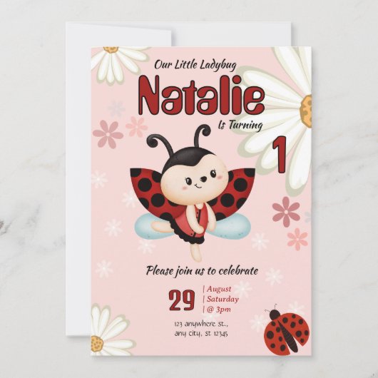 Custom Ladybug Birthday Einladung (Vorderseite)