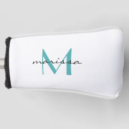 Custom Ladys Aquamarin Name Monogram Putter Cover Golf Headcover