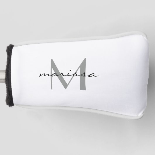 Custom Ladys Grey Name Monogram Putter Cover Golf Headcover (Vorderseite)