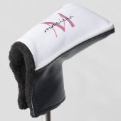 Custom Ladys Pink Name Monogram Putter Cover Golf Headcover (3/4 Vorderseite)