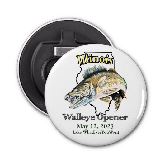 Custom Lake and Date Illinois Walleye Opener Flaschenöffner (Vorderseite)
