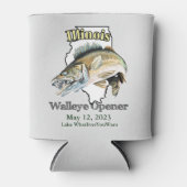 Custom Lake and Date Illinois Walleye Opener Light Dosenkühler (Vorderseite)