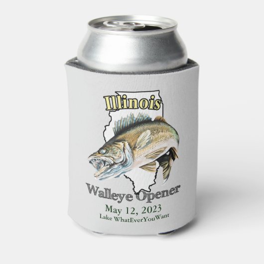 Custom Lake and Date Illinois Walleye Opener Light Dosenkühler (Kanne Rückseite)