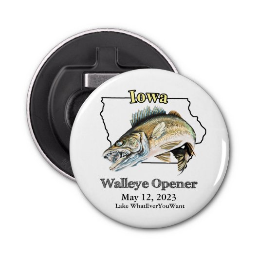 Custom Lake and Date Iowa Walleye Opener Flaschenöffner (Vorderseite)
