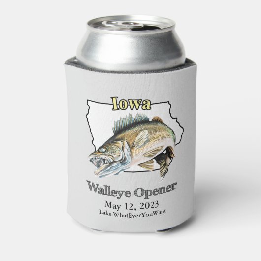 Custom Lake and Date Iowa Walleye Opener Light Dosenkühler (Kanne Rückseite)