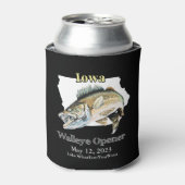 Custom Lake and Date Iowa Walleye Opener Light Dosenkühler (Kanne Vorderseite)