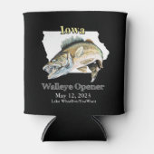 Custom Lake and Date Iowa Walleye Opener Light Dosenkühler (Vorderseite)
