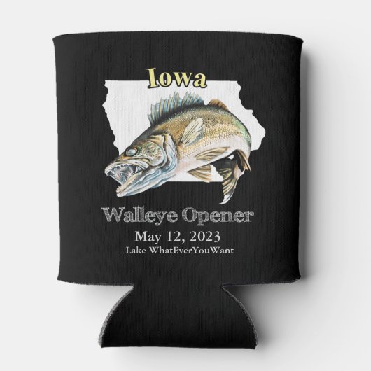 Custom Lake and Date Iowa Walleye Opener Light Dosenkühler (Rückseite)