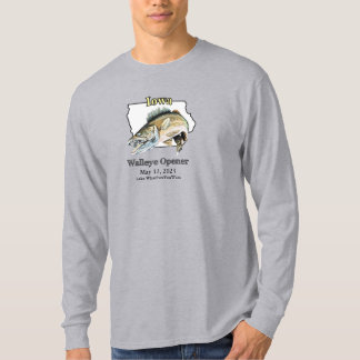 Custom Lake and Date Iowa Walleye Opener Light T-Shirt