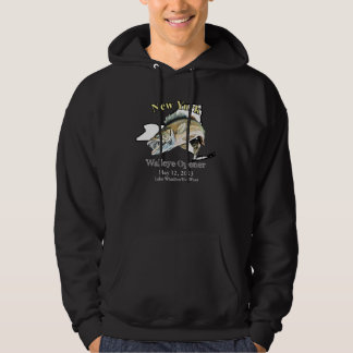 Custom Lake and Date New York Walleye Opener Dark Hoodie