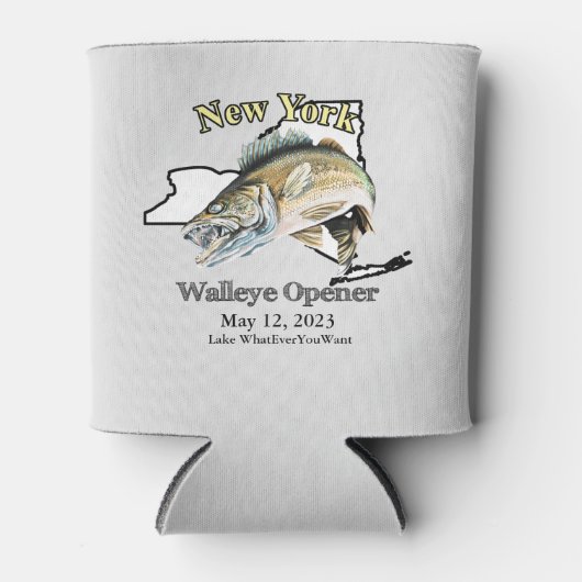 Custom Lake and Date New York Walleye Opener Dosenkühler (Vorderseite)