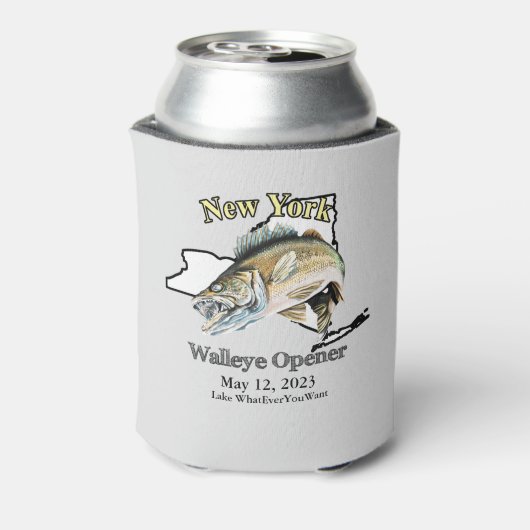 Custom Lake and Date New York Walleye Opener Dosenkühler (Kanne Rückseite)