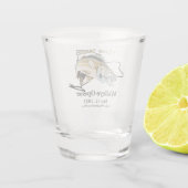 Custom Lake and Date New York Walleye Opener Schnapsglas (Rückseite)