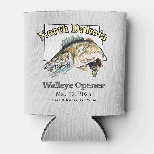 Custom Lake and Date North Dakota Walleye Opener Dosenkühler (Vorderseite)