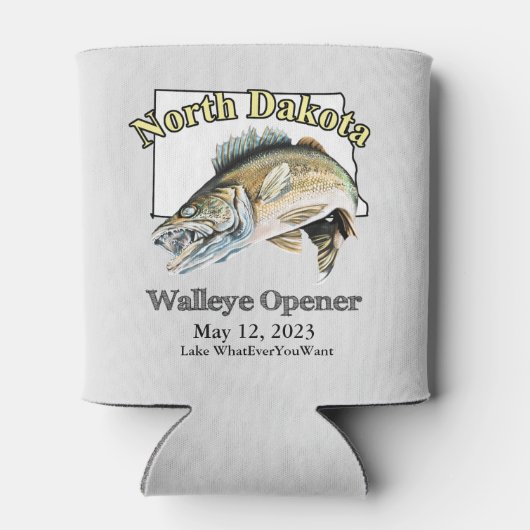 Custom Lake and Date North Dakota Walleye Opener Dosenkühler (Rückseite)