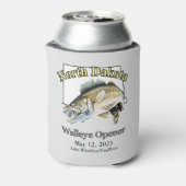 Custom Lake and Date North Dakota Walleye Opener Dosenkühler (Kanne Rückseite)