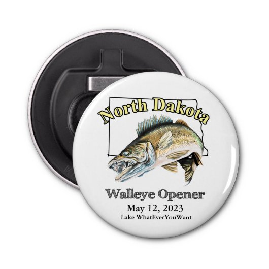 Custom Lake and Date North Dakota Walleye Opener Flaschenöffner (Vorderseite)
