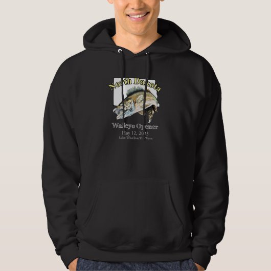 Custom Lake and Date North Dakota Walleye Opener Hoodie (Vorderseite)