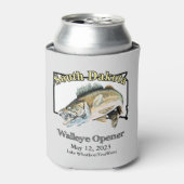 Custom Lake and Date South Dakota Walleye Opener Dosenkühler (Kanne Vorderseite)