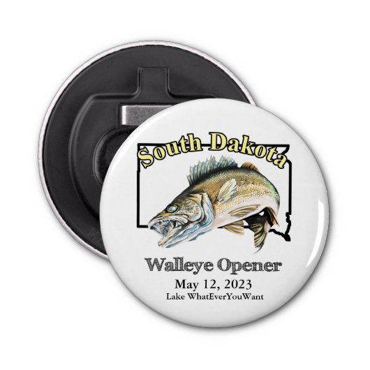 Custom Lake and Date South Dakota Walleye Opener Flaschenöffner (Vorderseite)