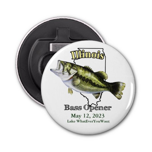 Custom Lake/Date Illinois Bass Opener Flaschenöffner (Vorderseite)