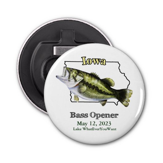 Custom Lake/Date Iowa Bass Opener Flaschenöffner (Vorderseite)