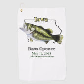 Custom Lake/Date Iowa Bass Opener Handtuch (Vorderseite)