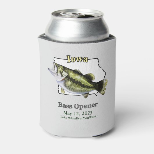 Custom Lake/Date Iowa Bass Opener Light Dosenkühler (Kanne Rückseite)