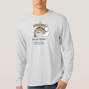 Custom Lake/Date Michigan Fout Opening Light T-Shirt