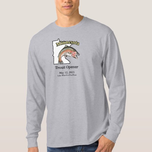 Custom Lake/Date Minnesota Forelle Opening Light T-Shirt (Vorderseite)