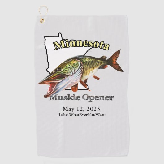 Custom Lake/Date Minnesota Muskie Handtuch (Vorderseite)