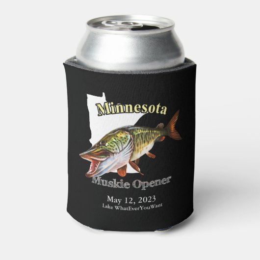 Custom Lake/Date Minnesota Muskie Opener Dark Dosenkühler (Kanne Rückseite)