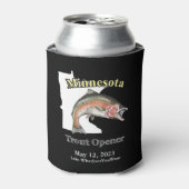 Custom Lake/Date Minnesota Trout Opener Dunkel Dosenkühler (Kanne Vorderseite)